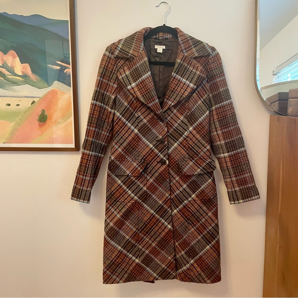 Halogen Lorelei Gilmore Style Brown Plaid Pea Coat